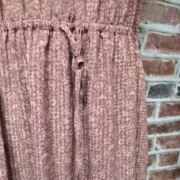 Universal Thread Midi Dress Small Mauve Ruffle Neck Cinch Waist Adjustable Strap - Picture 4 of 7